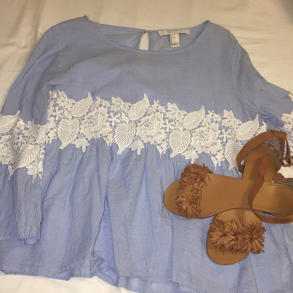 Blue lace top